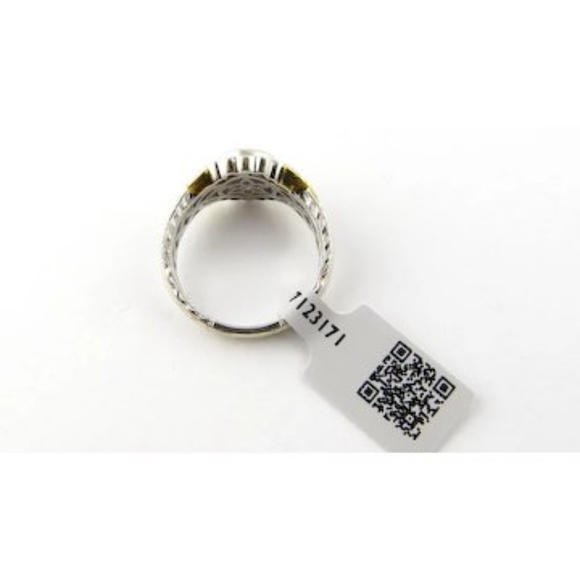 18K White and Gold Natural White and Yellow Diamond Flower Ring Size 7 #3833 - Picture 7 of 9